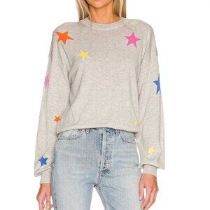 27 Miles Malibu Benton Stars Sweater Heather Grey XS 100% Cotton Lightweight